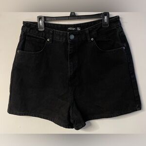 Nastygal Organic Black Denim High Waisted Shorts Size 12